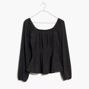Plush Square-Neck Smocked Top